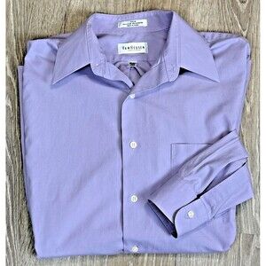 Van Heusen Dress Shirt Medium 15 1/2 Wrinkle Free Lavender Long Sleeve Button Up